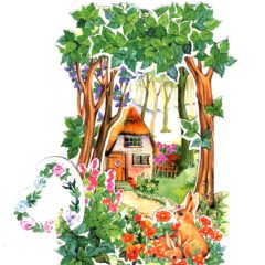 C-3D714 Rabbit Flowers Garden  House